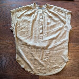 Vince Women's 100 Silk Gold Blouse Top Spring Office Workwear Going Out Career